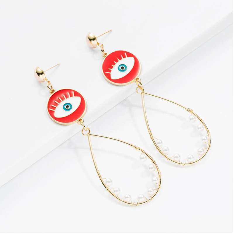 

Evil Eye Pattern Drop Earrings, Multicolor