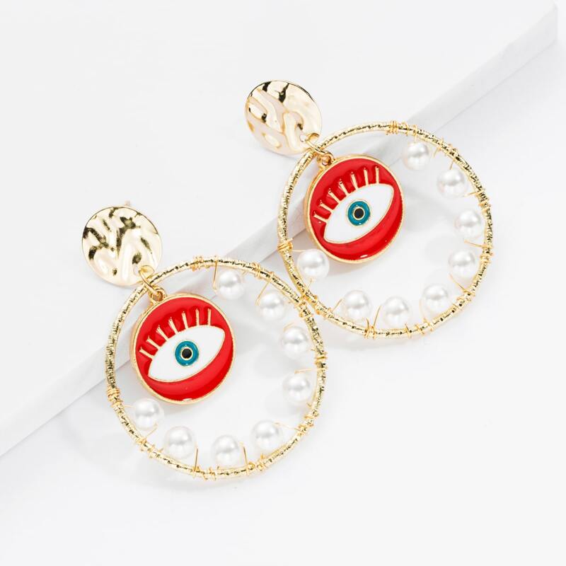 

Evil Eye Pattern Drop Earrings, Multicolor