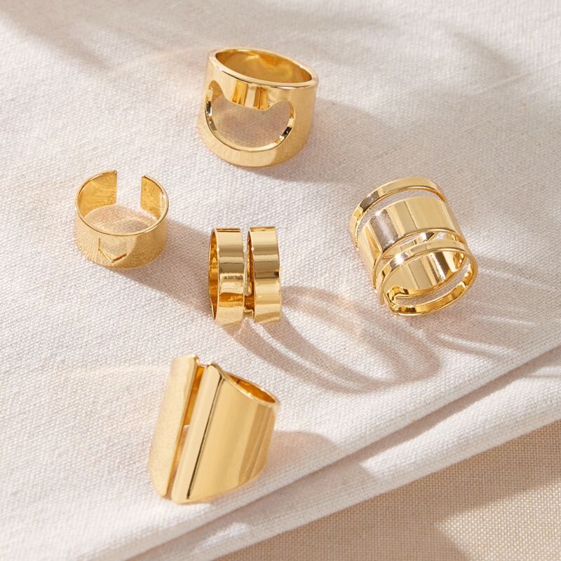 

5pcs Hollow Out Ring, Gold