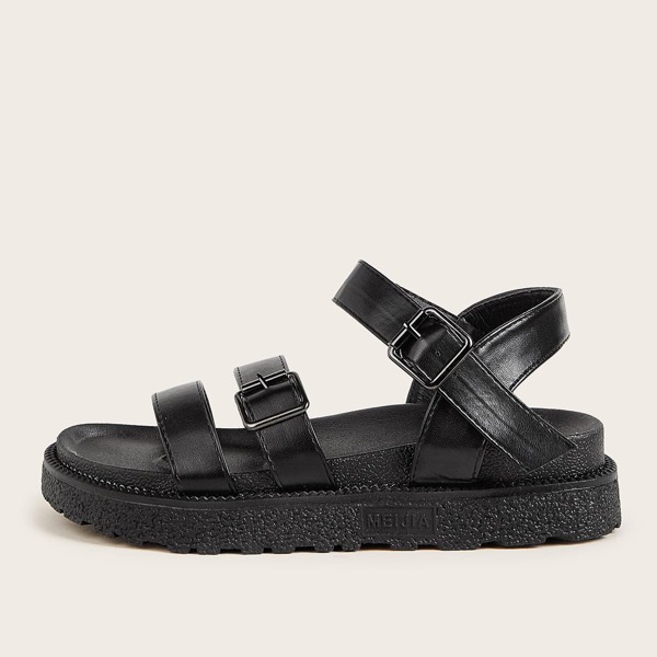 

Buckle Strap Decor Ankle Strap Sandals, Black