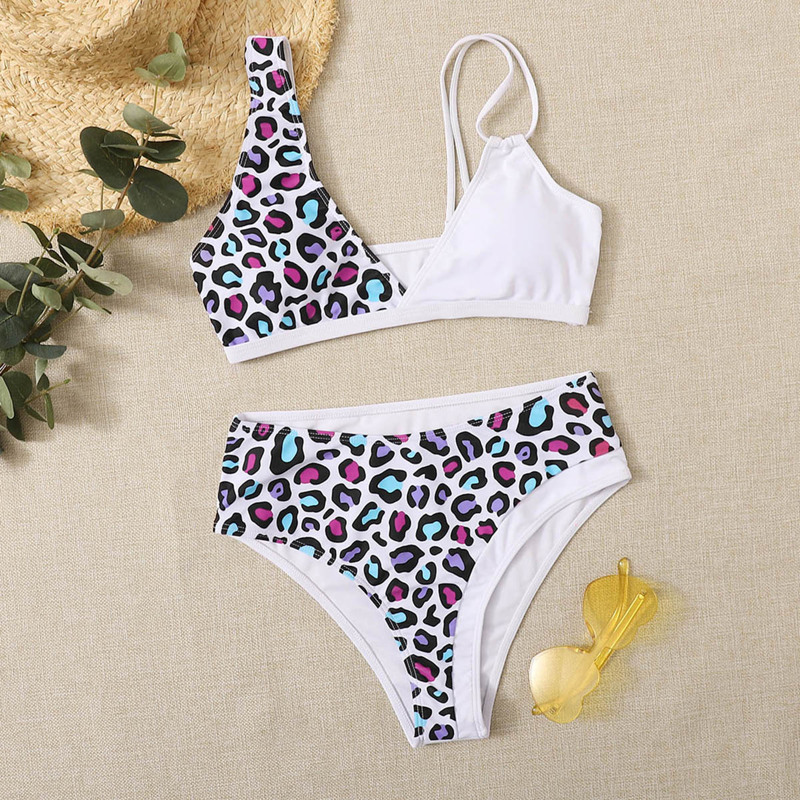 

Contrast Leopard Bikini Swimsuit, Multicolor