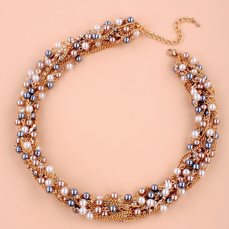 

Faux Pearl Beaded Necklace, Multicolor
