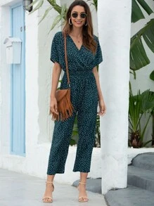 Breezaya Áo liền quần Nút Chấm bi màu xanh lá Giải trí - màu xanh lá - Xem 5