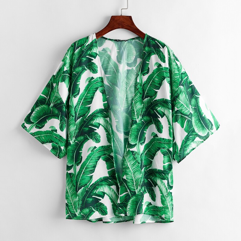 

Tropical Print Kimono, Green