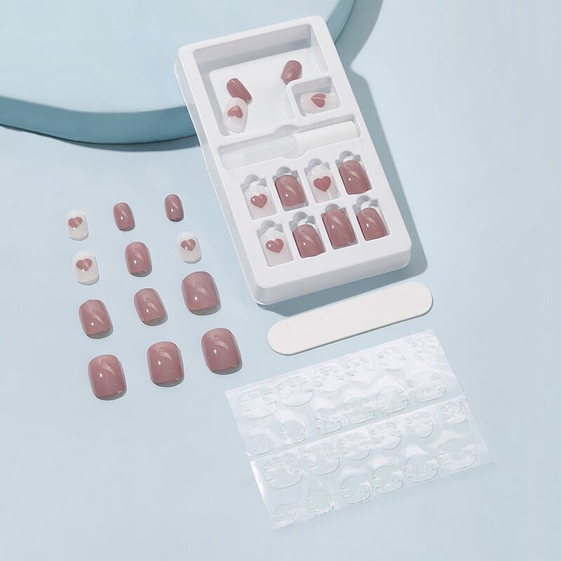 

Heart Pattern Fake Nail, Multicolor