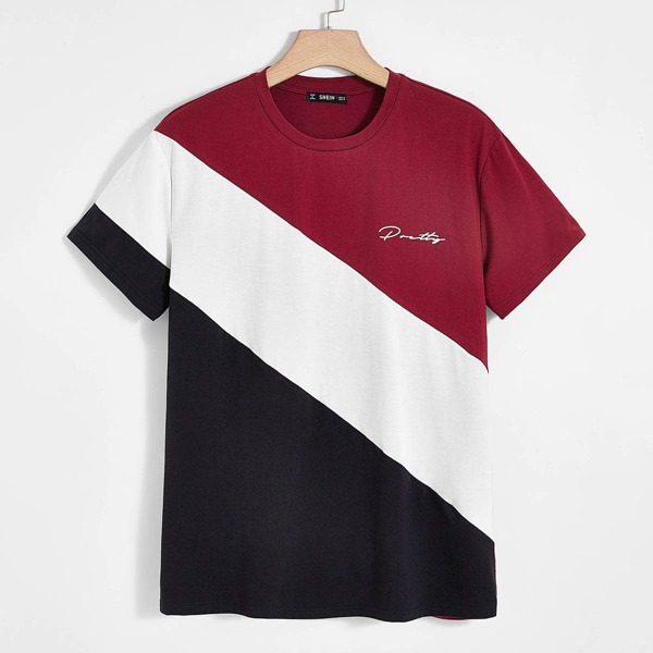 

Men Letter Graphic Colorblock Tee, Multicolor
