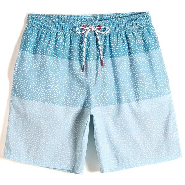 

Men All Over Print Pocket Detail Swim Trunks, Blue