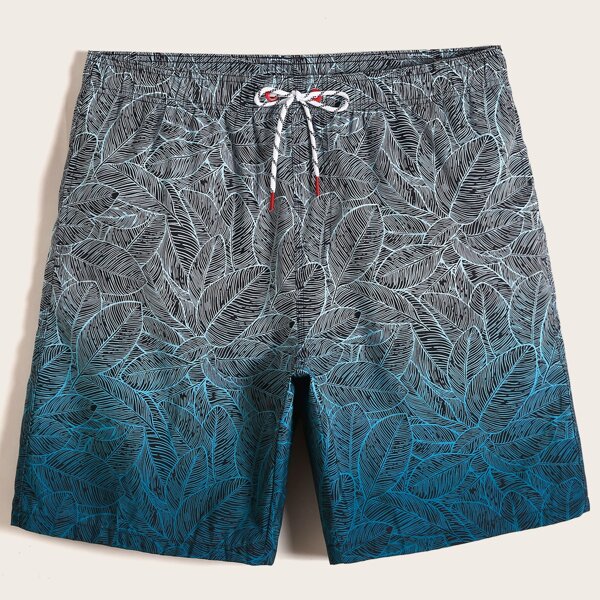 

Men Tropical Print Drawstring Swim Trunks, Multicolor