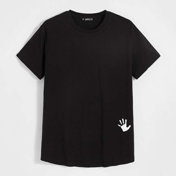 

Men Hand Print Top, Black