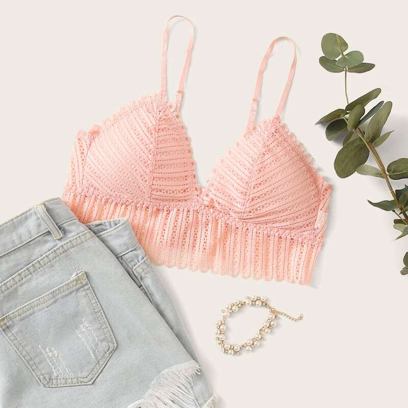 

Solid Lace Bra, Baby pink