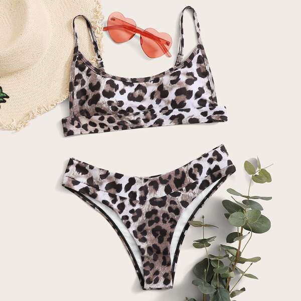 

Leopard Print Bikini Swimsuit, Multicolor