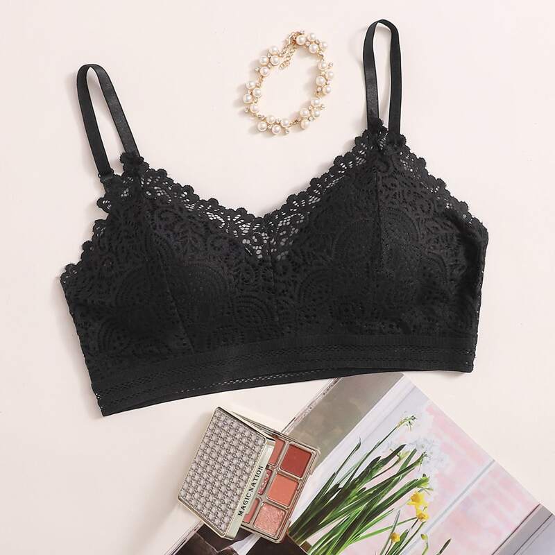 

Floral Lace Bralette, Black
