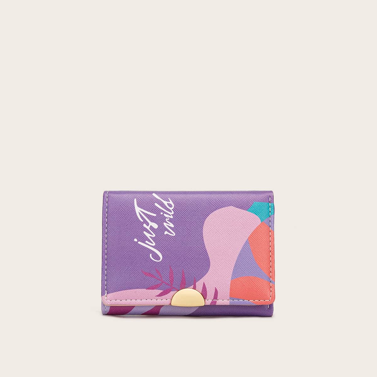 

Letter Graphic Tri-fold Purse, Purple