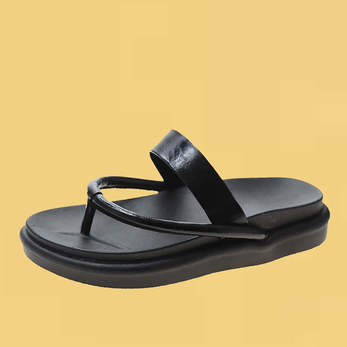 

Toe Post Thick Sole Sliders, Black