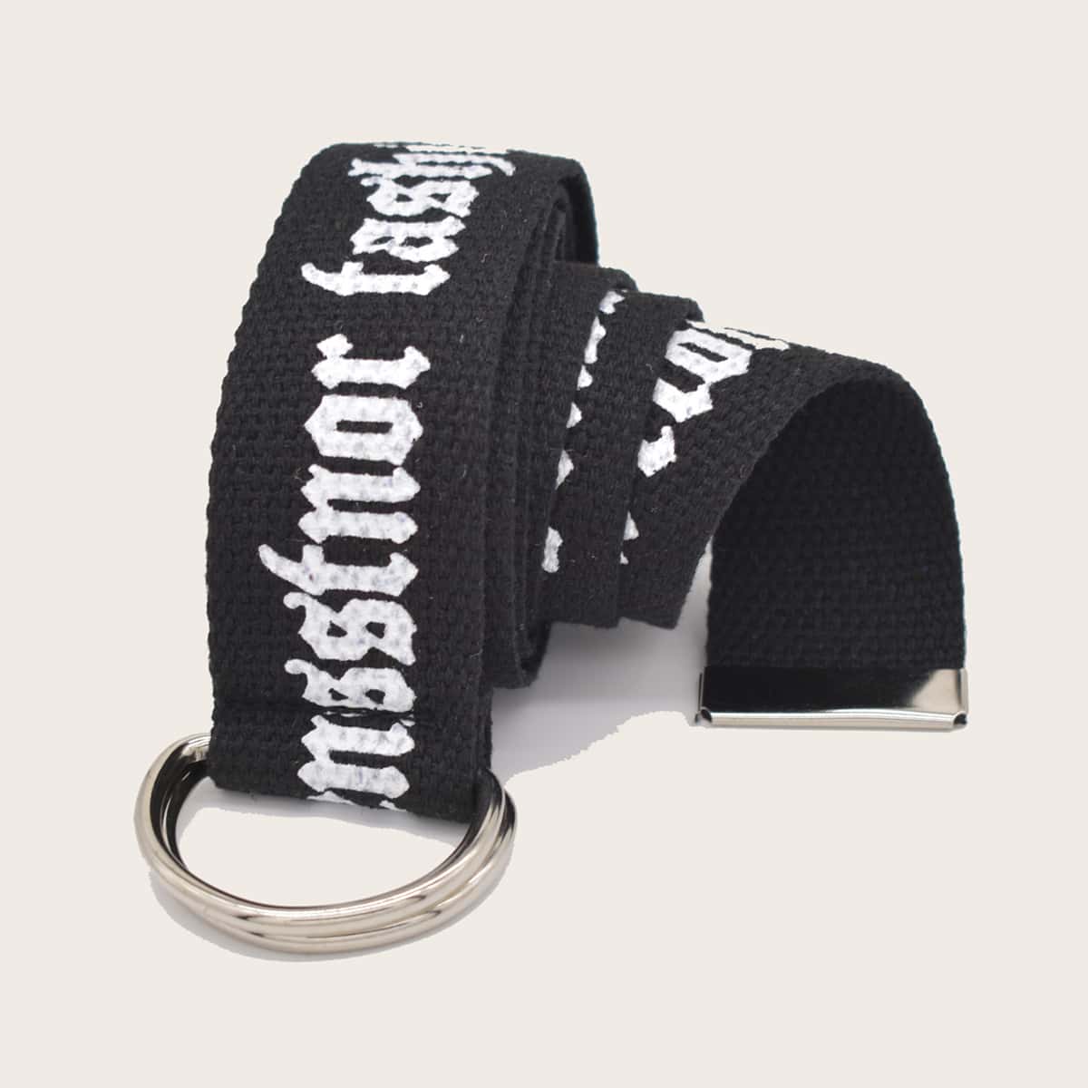 

Slogan Graphic Tape Belt, Black