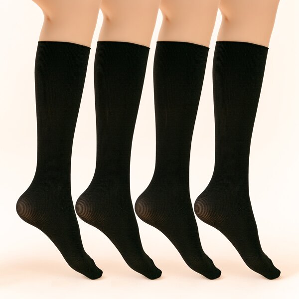 

4pairs Plain Slouchy Socks, Black