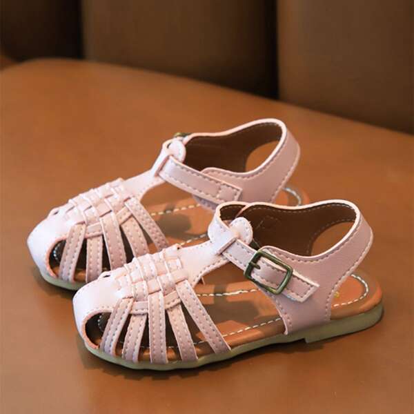 

Toddler Girls Stitch Detail Caged Sandals, Pink