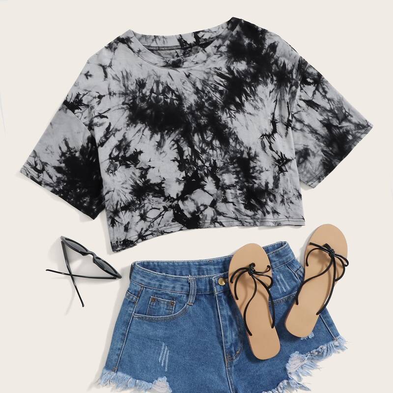 

Tie Dye Drop Shoulder Lounge Tee, Multicolor
