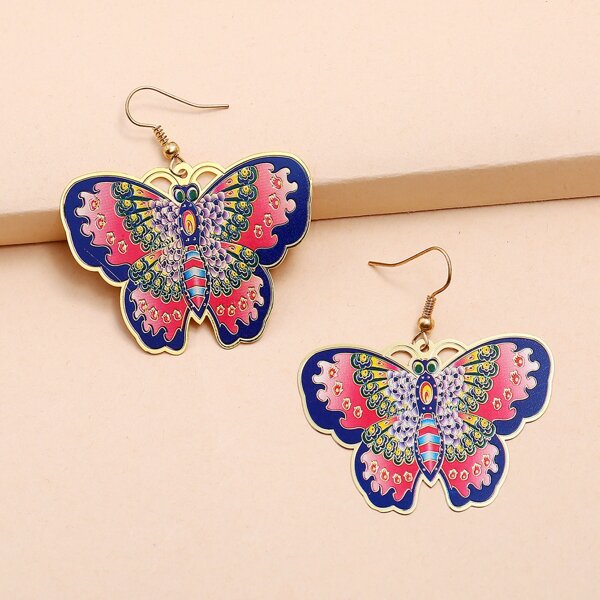 

Butterfly Charm Drop Earrings, Multicolor