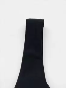 Swim Basics Summer Beach Drawstring Front Bikini Top - Black - View 5