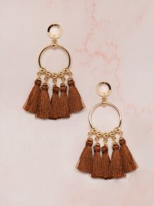 1对时尚迷人精致流苏耳环，适合女性日常佩戴、聚会、派对、生日礼物 - 棕色 - 查看 1