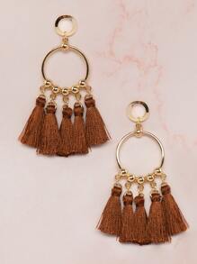 1对时尚迷人精致流苏耳环，适合女性日常佩戴、聚会、派对、生日礼物 - 棕色 - 查看 3