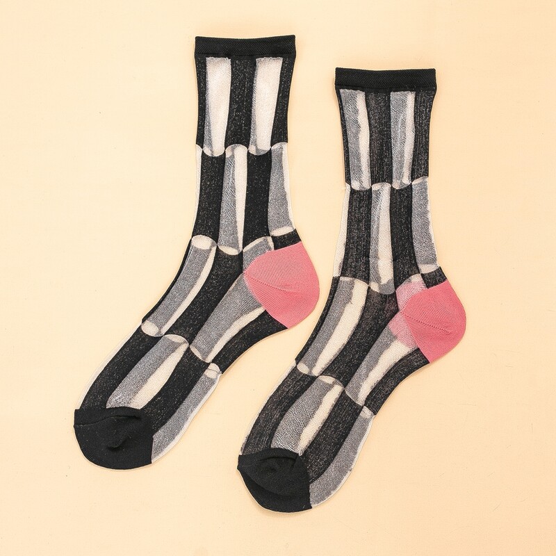 

Contrast Mesh Socks, Multicolor