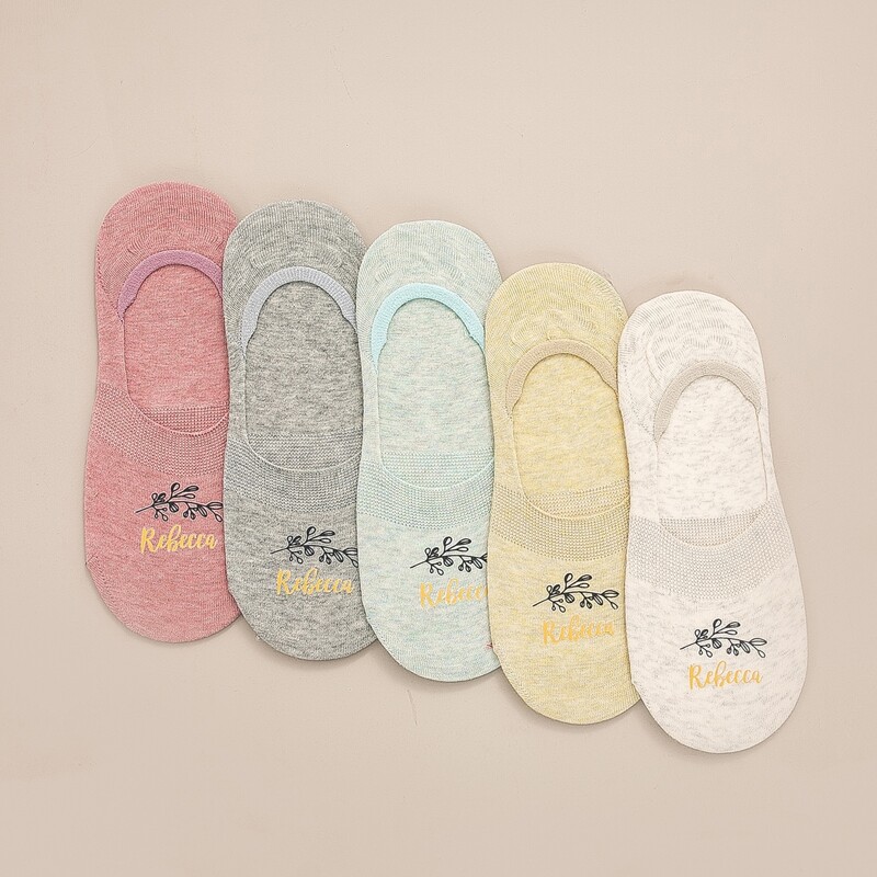 

5pairs Leaf Pattern Invisible Socks, Multicolor