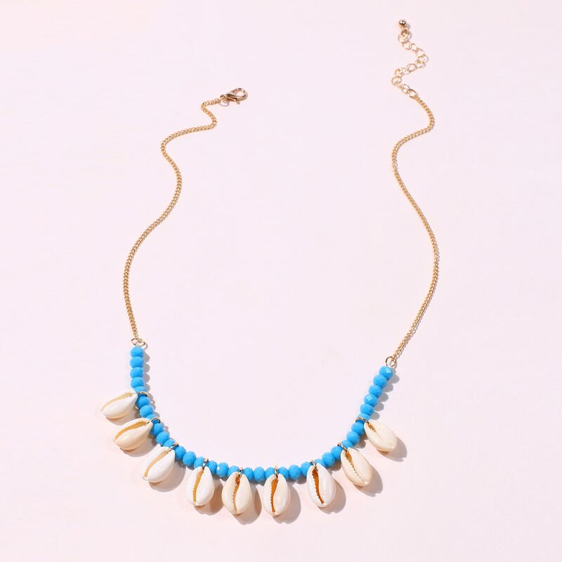 

1pc Shell & Beaded Necklace, Multicolor