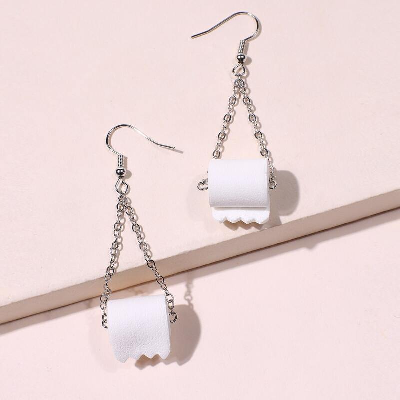 

1pair Toilet Paper Drop Earrings, White