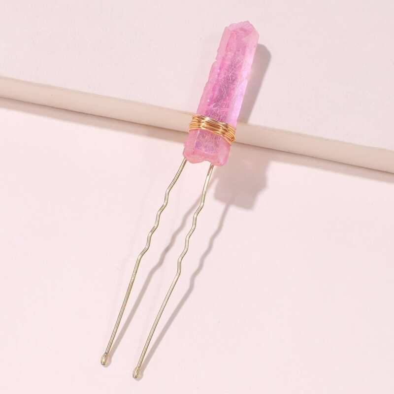 

1pc Crystal Charm Hair Clip, Pink