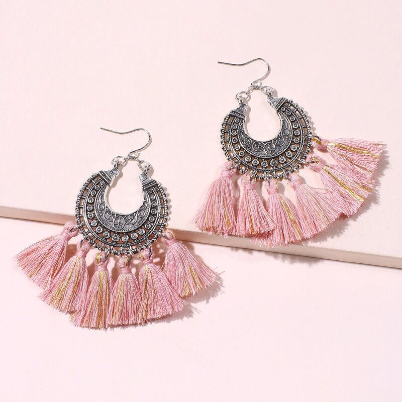 

1pair Tassel Drop Earrings, Pink