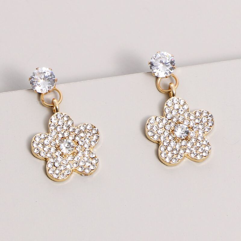 

Rhinestone Flower Earrings, Multicolor