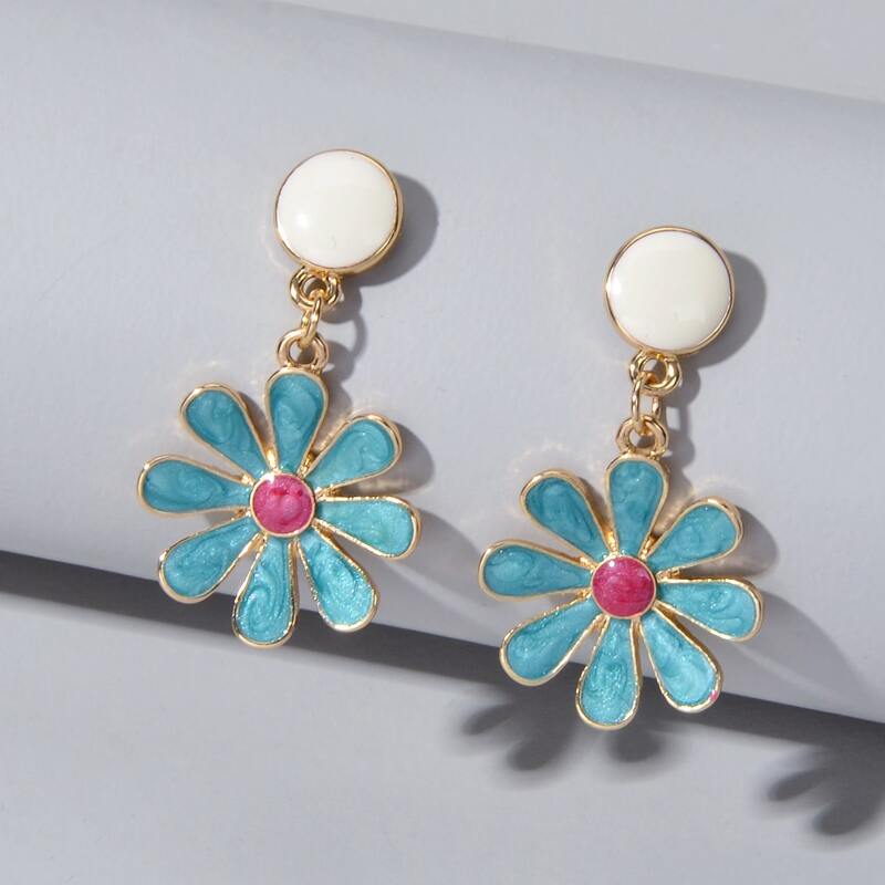 

Flower Charm Drop Earrings, Multicolor