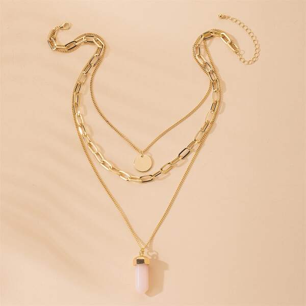 

Disc Charm Layered Necklace, Gold