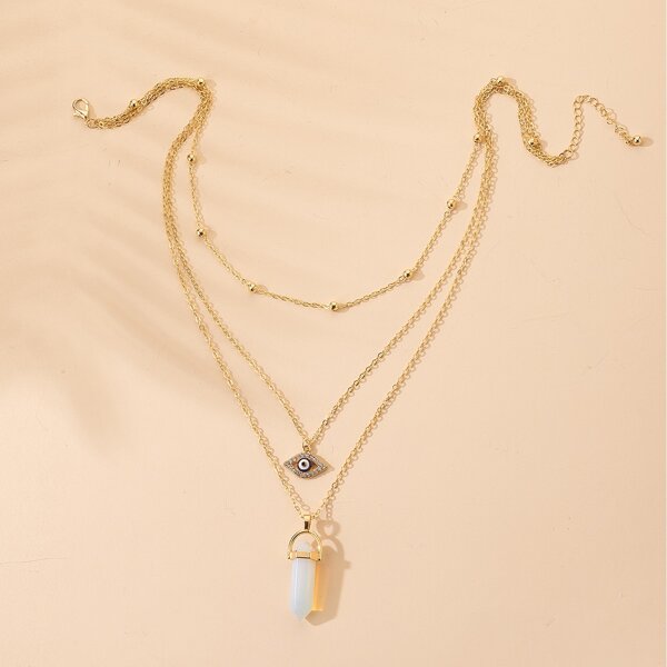 

Evil Eye Charm Layered Necklace, Gold