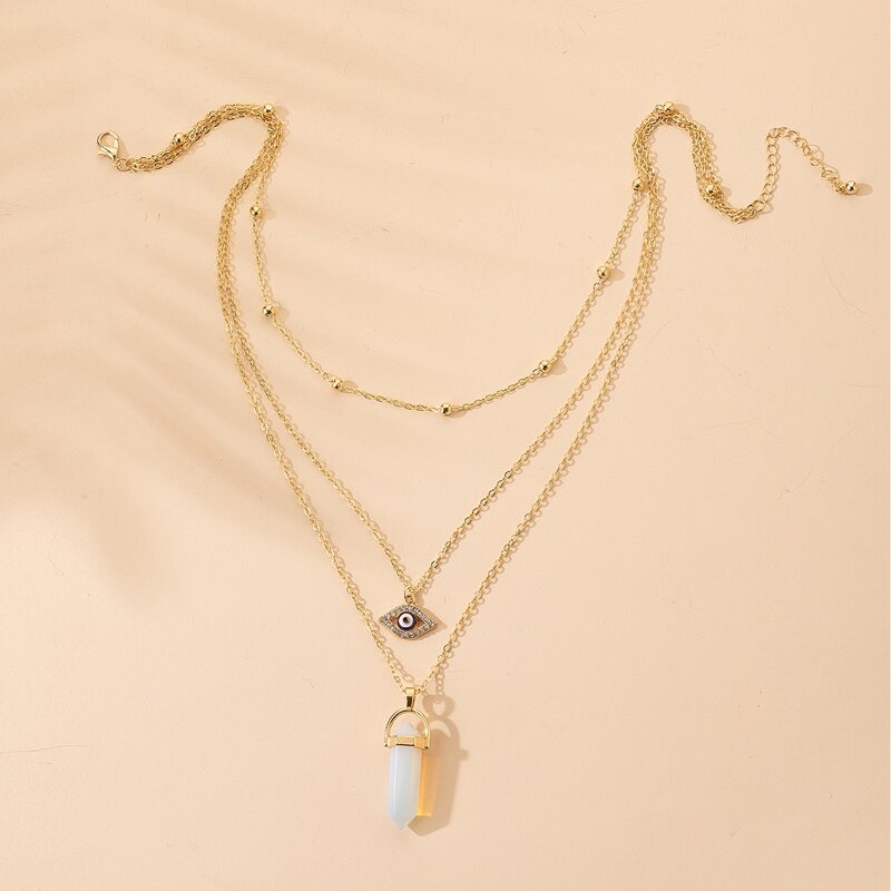 

Evil Eye Charm Layered Necklace, Gold