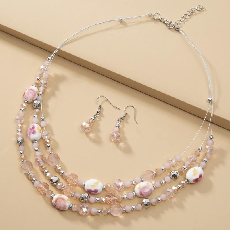 

3pcs Crystal Jewelry Set, Multicolor