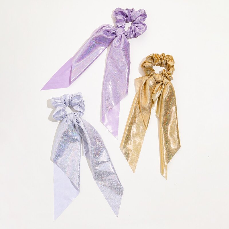 

3pcs Glitter Scrunchie Scarf, Multicolor