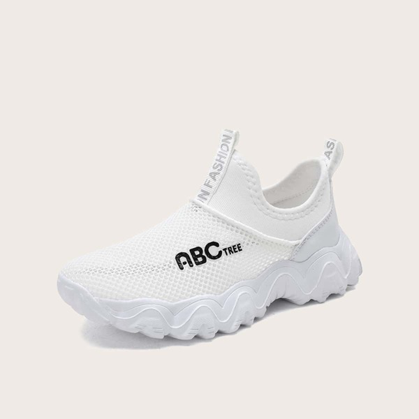 

Boys Letter Graphic Slip On Fishnet Sneakers, White