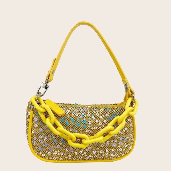 

Сумка с блестками и цепочкой, Жёлтые