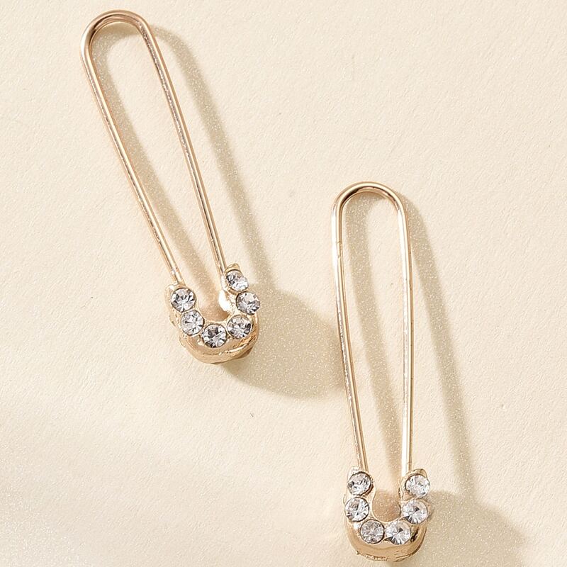 

Safety Pin Design Earrings, Gold