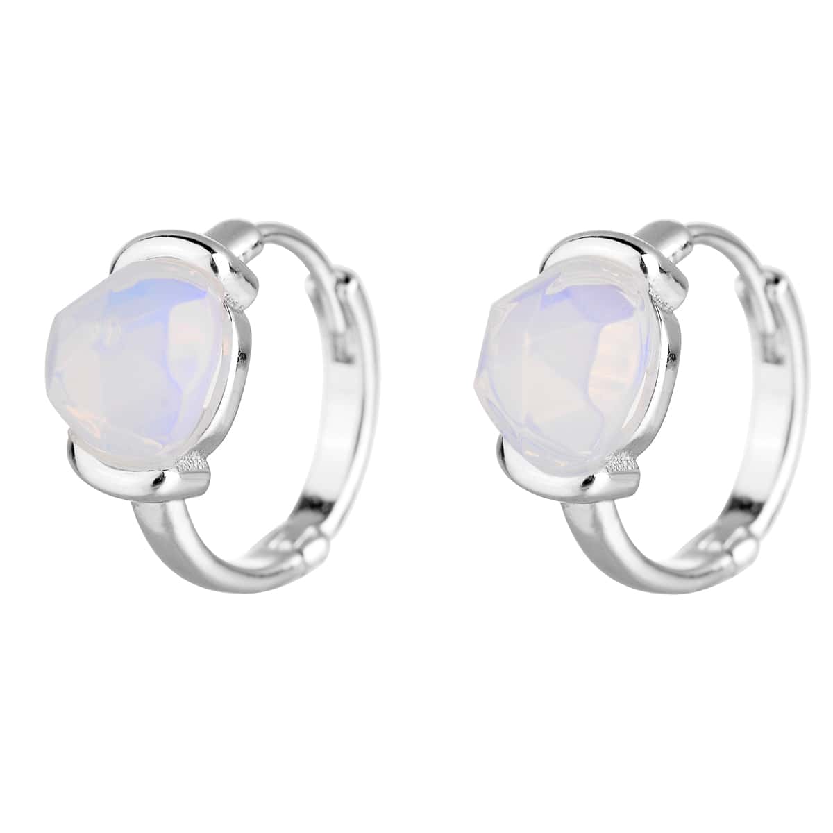 

Stone Decor Hoop Earrings, White