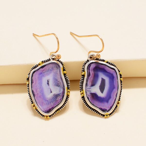 

Geometric Drop Earrings, Purple
