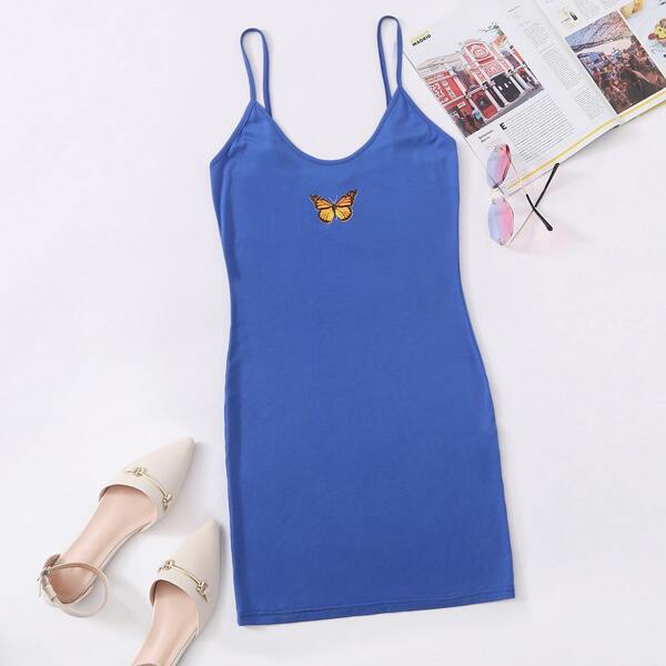 

Butterfly Print Cami Dress, Blue