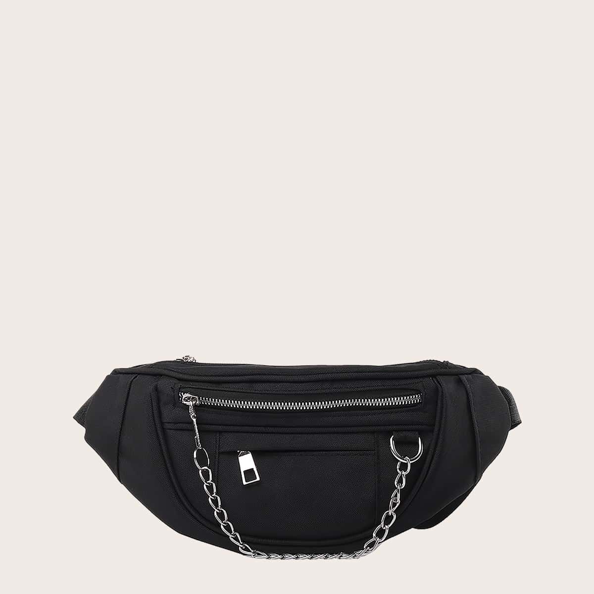

Chain Decor Fanny Pack, Black