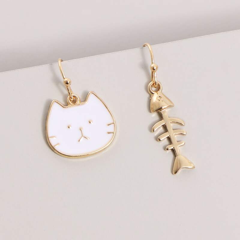 

Fish Bone Drop Earrings, Multicolor