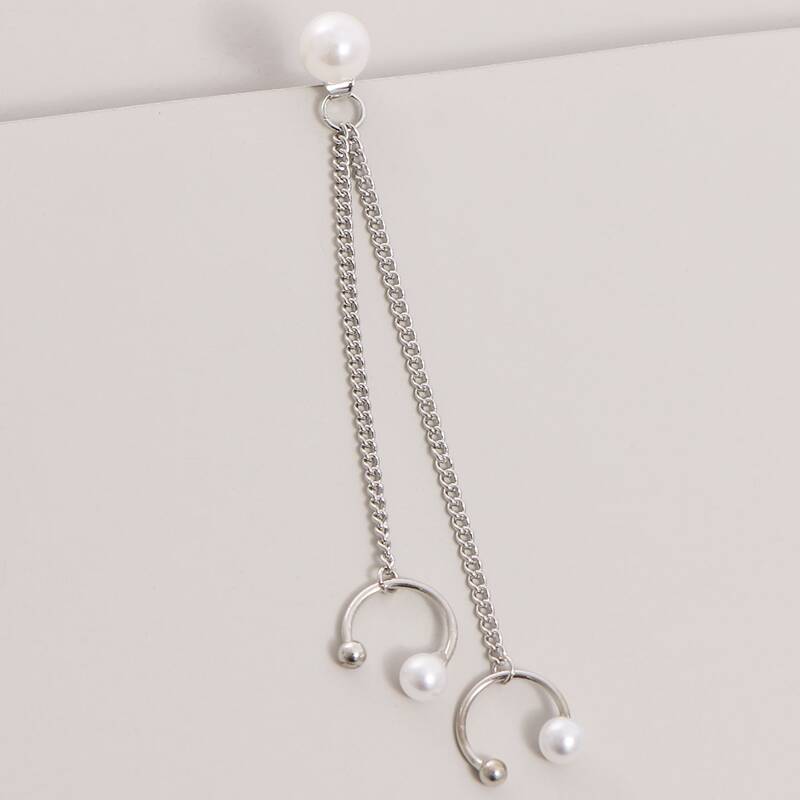 

Faux Pearl Drop Earrings, Silver