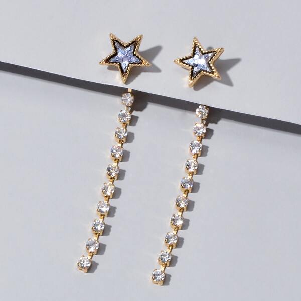 

1pair Star Design Earring Jackets, Gold