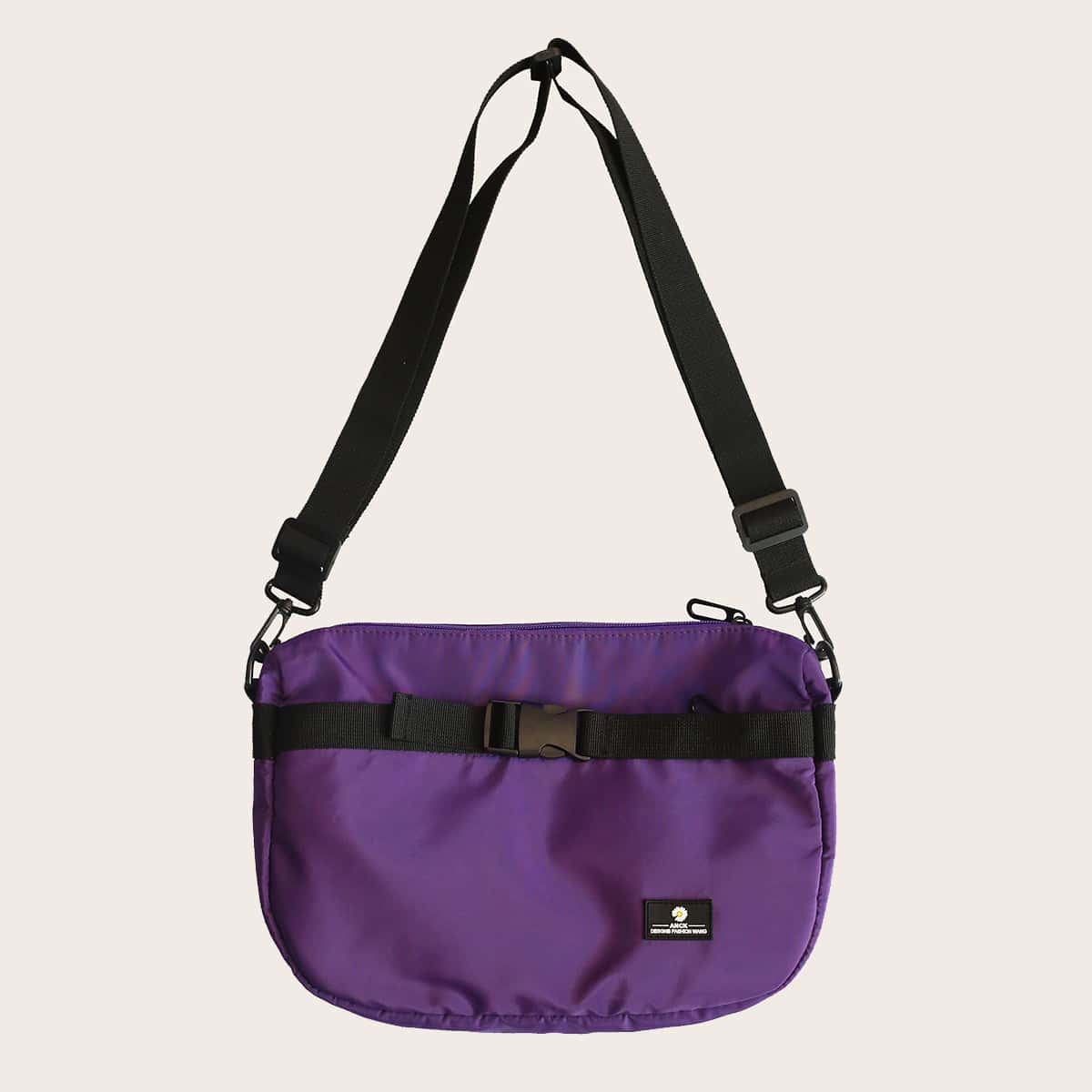 

Release Buckle Decor Crossbody Bag, Purple